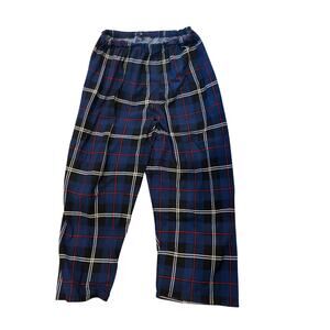 Kiabi Blue Checked Fleece Sleep Pants Mens Wide Leg Small